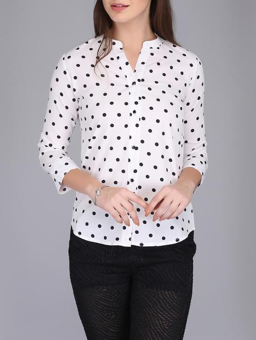 mandarin collar polka dotted shirt - 15727045 - Standard Image - 1