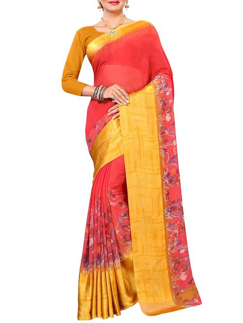 floral printed saree with blouse - 15727110 - Standard Image - 1