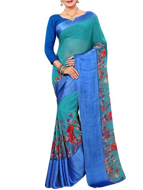 floral printed saree with blouse - 15727111 - Standard Image - 1