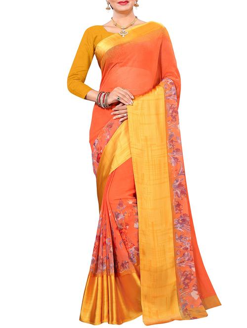floral printed saree with blouse - 15727112 - Standard Image - 1