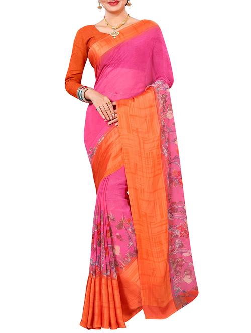 floral printed saree with blouse - 15727113 - Standard Image - 1