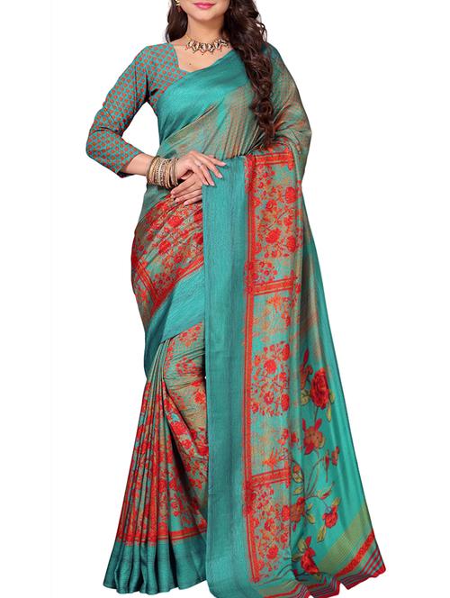 floral printed saree with blouse - 15727210 - Standard Image - 1
