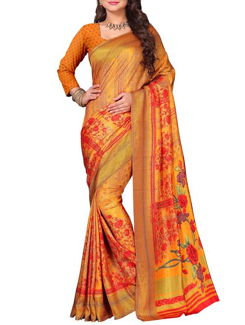 floral printed saree with blouse - 15727212 - Standard Image - 1