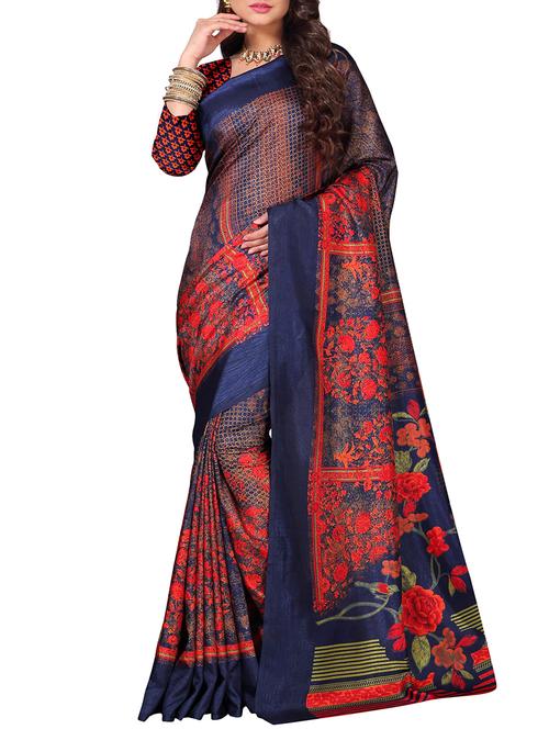 floral printed saree with blouse - 15727213 - Standard Image - 1