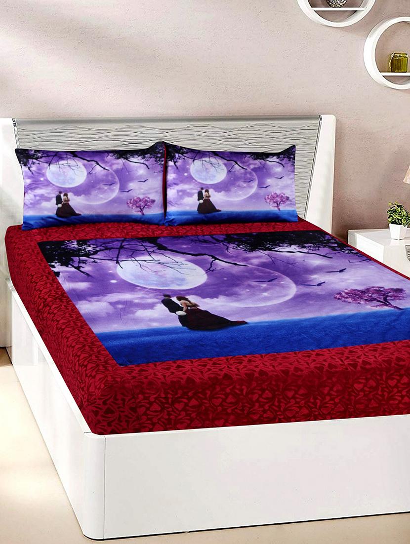 Velvet Double Bedsheet with 2 Pillow Covers - 15727219 - Zoom Image - 1