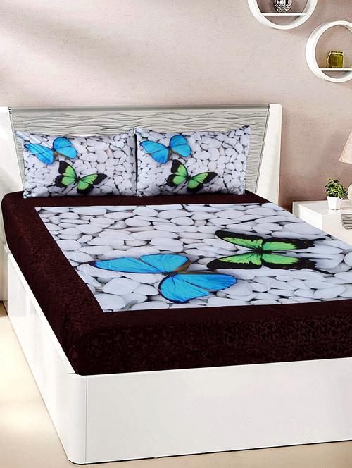 Velvet Double Bedsheet with 2 Pillow Covers - 15727220 - Standard Image - 1