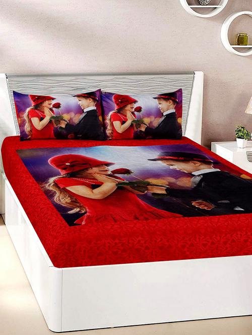 Velvet Double Bedsheet with 2 Pillow Covers - 15727221 - Standard Image - 1