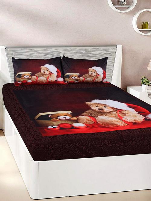 Velvet Double Bedsheet with 2 Pillow Covers - 15727222 - Standard Image - 1