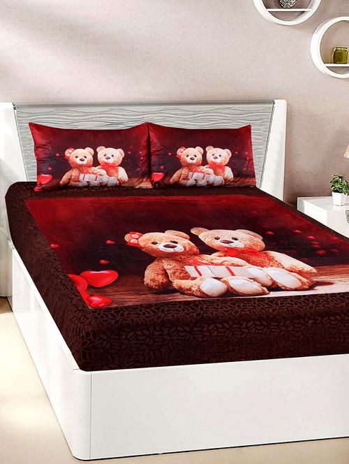 Velvet Double Bedsheet with 2 Pillow Covers - 15727223 - Standard Image - 1