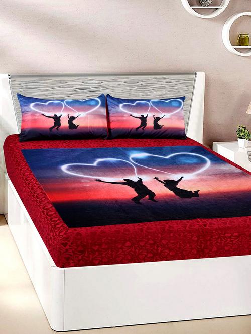 Velvet Double Bedsheet with 2 Pillow Covers - 15727233 - Standard Image - 1
