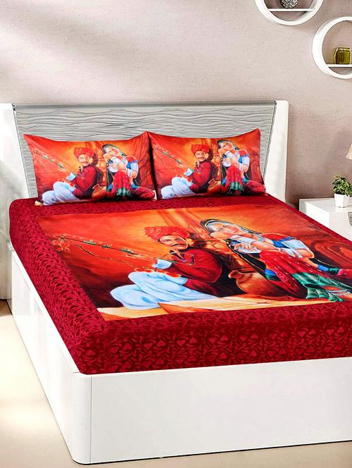 Velvet Double Bedsheet with 2 Pillow Covers - 15727234 - Standard Image - 1