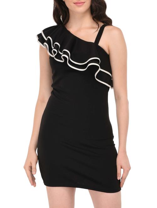 contrast edge ruffle detailed sheath dress - 15727259 - Standard Image - 1