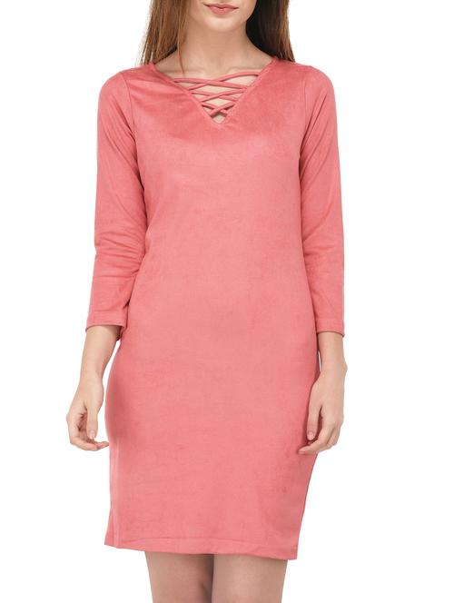 criss cross neck detail sheath dress - 15727270 - Standard Image - 1