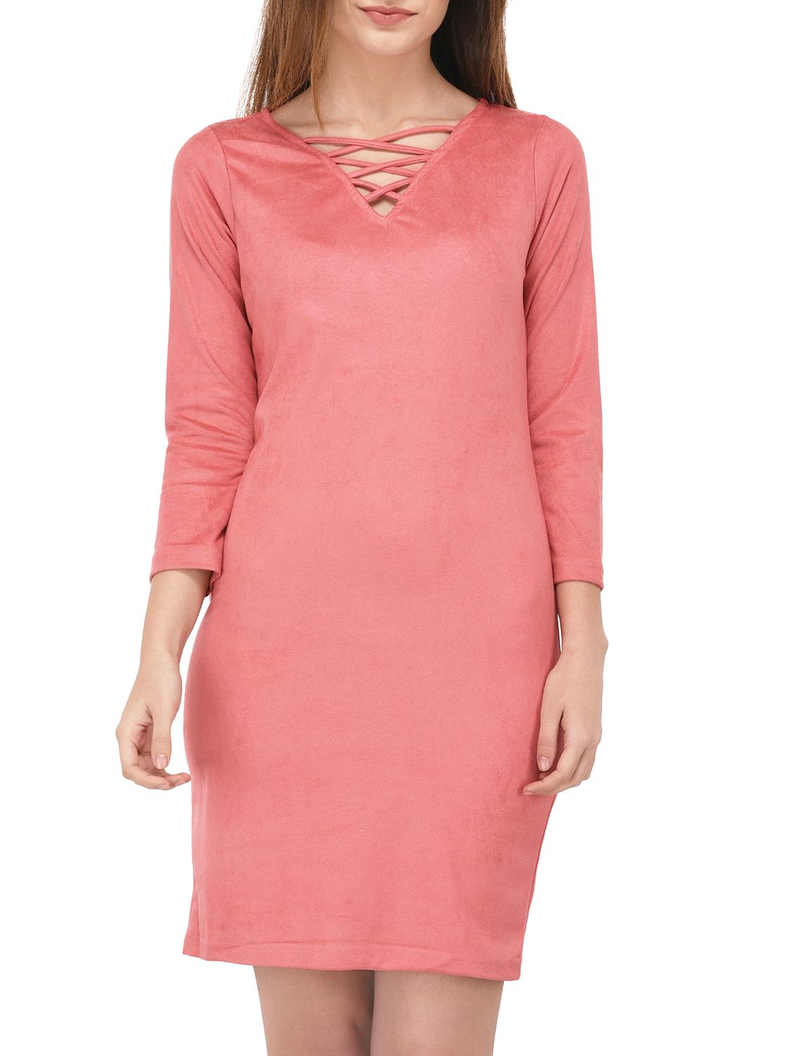 criss cross neck detail sheath dress - 15727270 - Zoom Image - 1