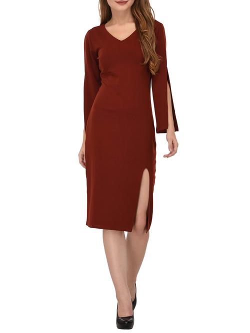 high slit v-neck dress - 15727280 - Standard Image - 1