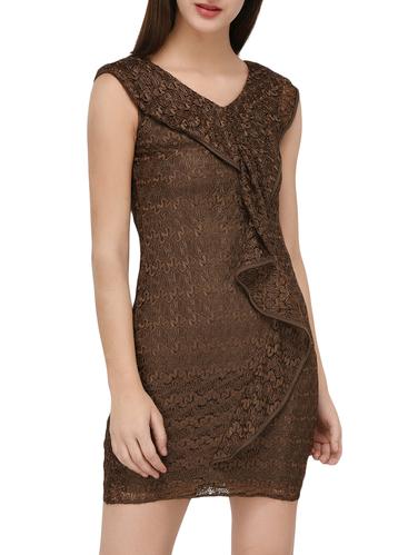 ruffled detail lace sheath dress - 15727283 - Very Small Image - 1