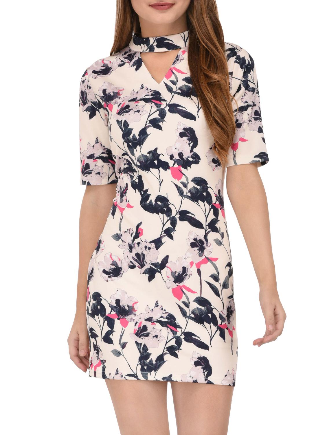 choker neck floral sheath dress - 15727284 - Zoom Image - 1