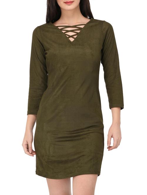criss cross neck detail sheath dress - 15727286 - Standard Image - 1