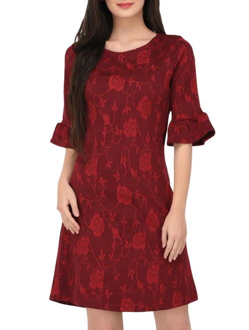 bell sleeved floral a-line dress - 15727288 - Standard Image - 1
