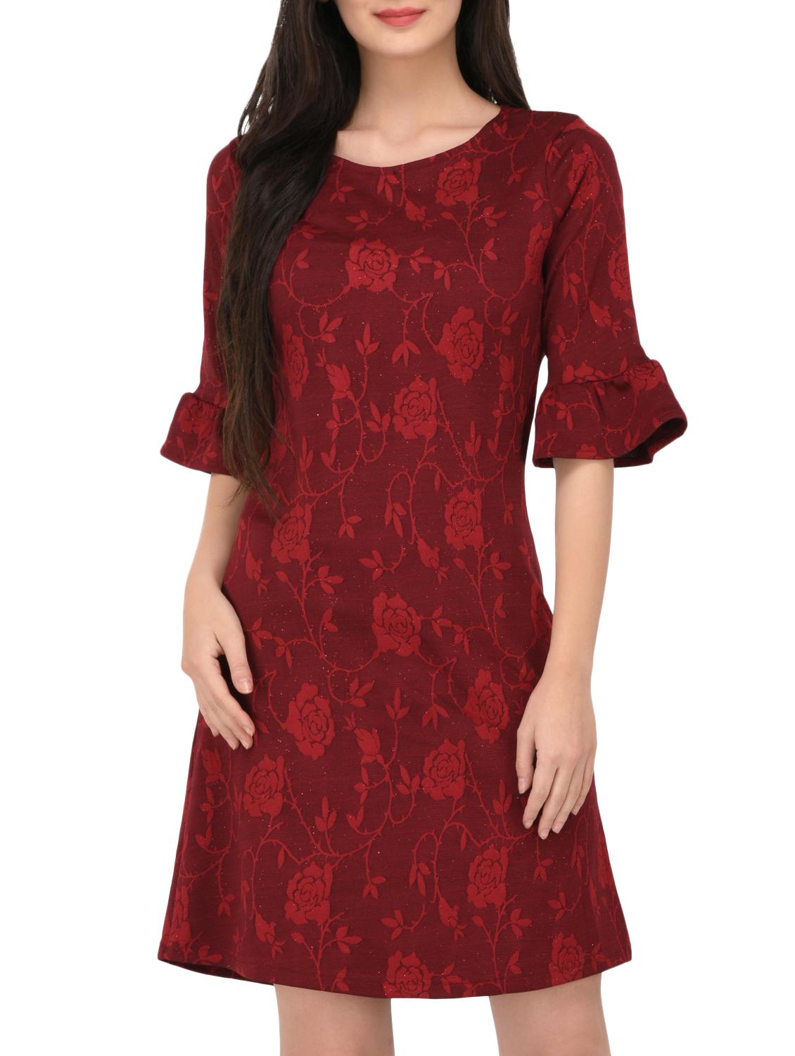 bell sleeved floral a-line dress - 15727288 - Zoom Image - 1