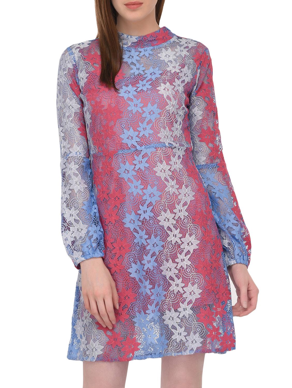 mock neck floral lace a-line dress - 15727289 - Zoom Image - 1