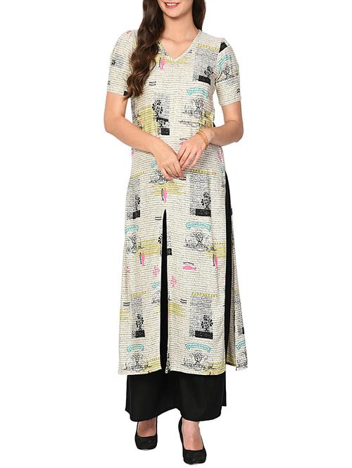 Printed high slit kurta - 15727318 - Standard Image - 1
