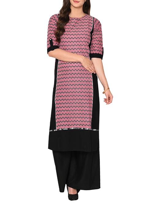 Chevron straight kurta - 15727322 - Standard Image - 1