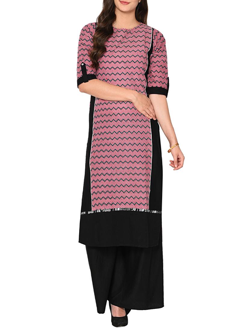 Chevron straight kurta - 15727322 - Zoom Image - 1