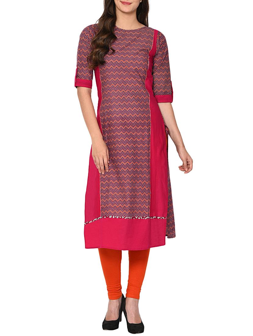 Chevron straight kurta - 15727323 - Zoom Image - 1