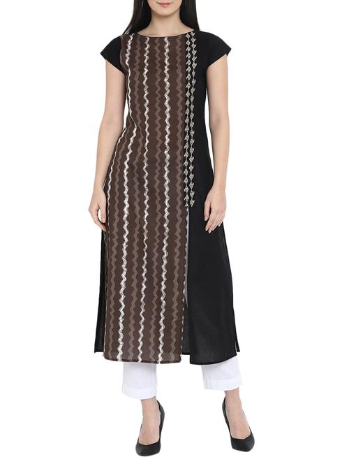 A-line double slit chevron kurta - 15727329 - Standard Image - 1
