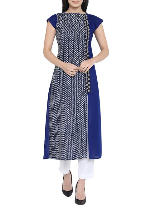 Chevron straight kurta - 15727330 - Standard Image - 1