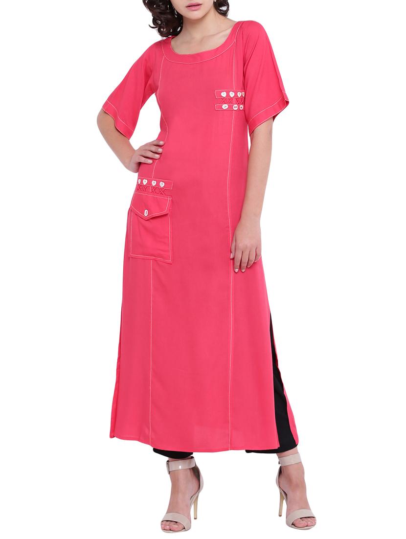 Patch pocket straight kurta - 15727333 - Zoom Image - 1
