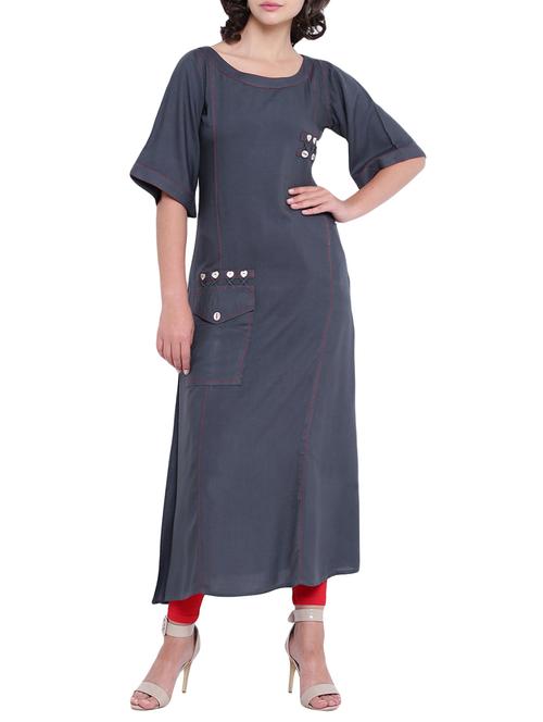 Patch pocket straight kurta - 15727334 - Standard Image - 1