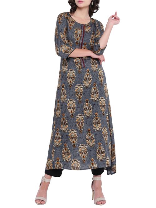 A-line printed kurta - 15727408 - Standard Image - 1