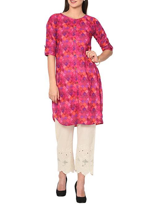 Printed high low kurta - 15727411 - Standard Image - 1