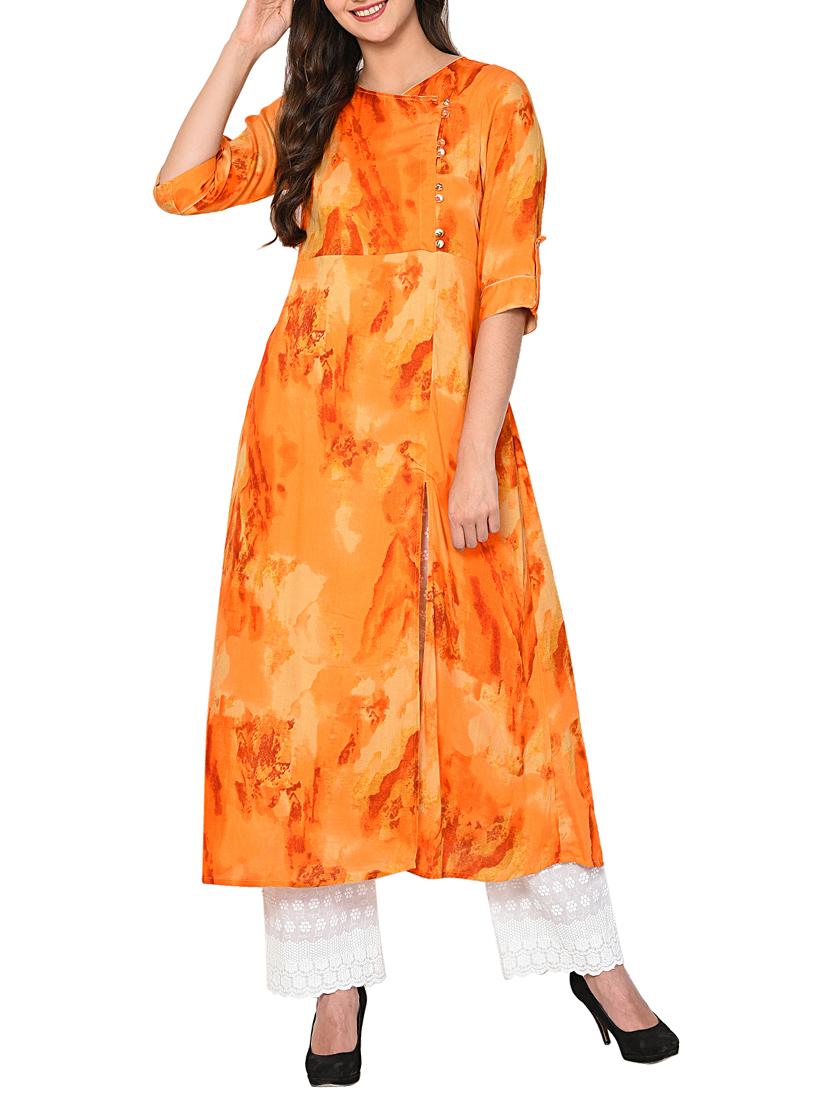 A-line printed slit kurta - 15727417 - Zoom Image - 1
