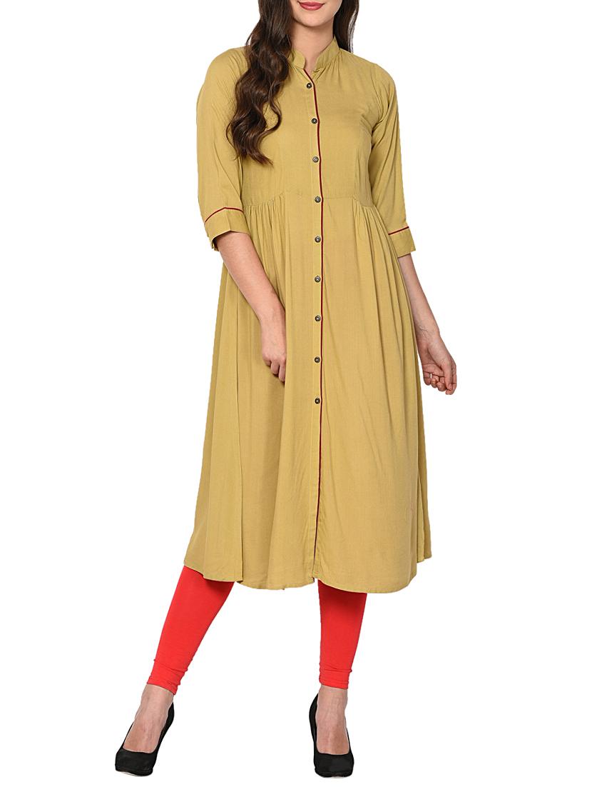 A-Line Front Slit solid Kurta - 15727421 - Zoom Image - 1