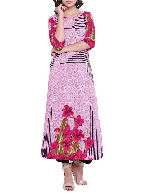 purple crepe straight kurta - 15727426 - Standard Image - 1