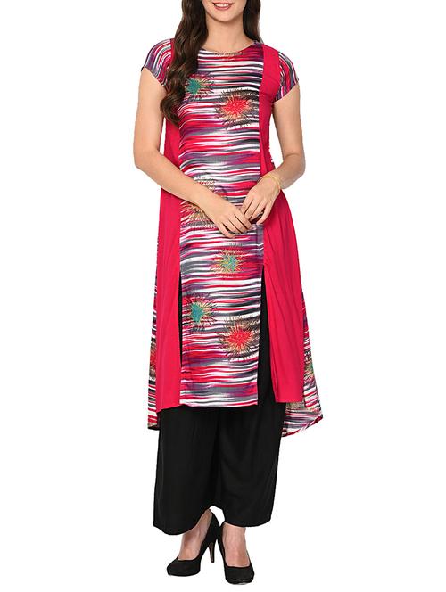 A-line printed Double slit kurta - 15727429 - Standard Image - 1