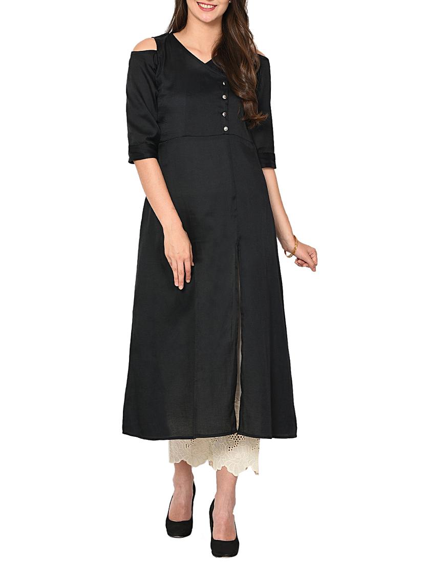 A-line cold shoulder kurta - 15727443 - Zoom Image - 1