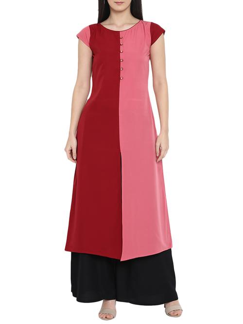 A-line color block kurta - 15727452 - Standard Image - 1