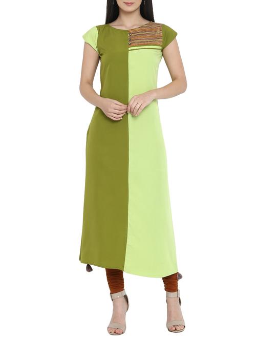 Straight color block kurta - 15727454 - Standard Image - 1