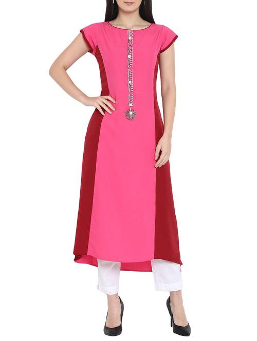 A-line color block kurta - 15727463 - Standard Image - 1