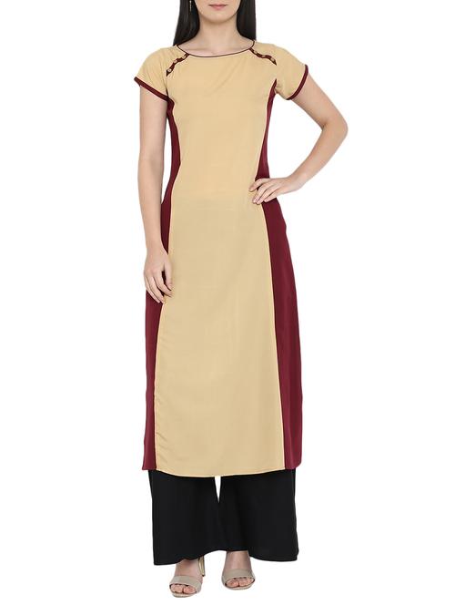 Color block straight kurta - 15727467 - Standard Image - 1