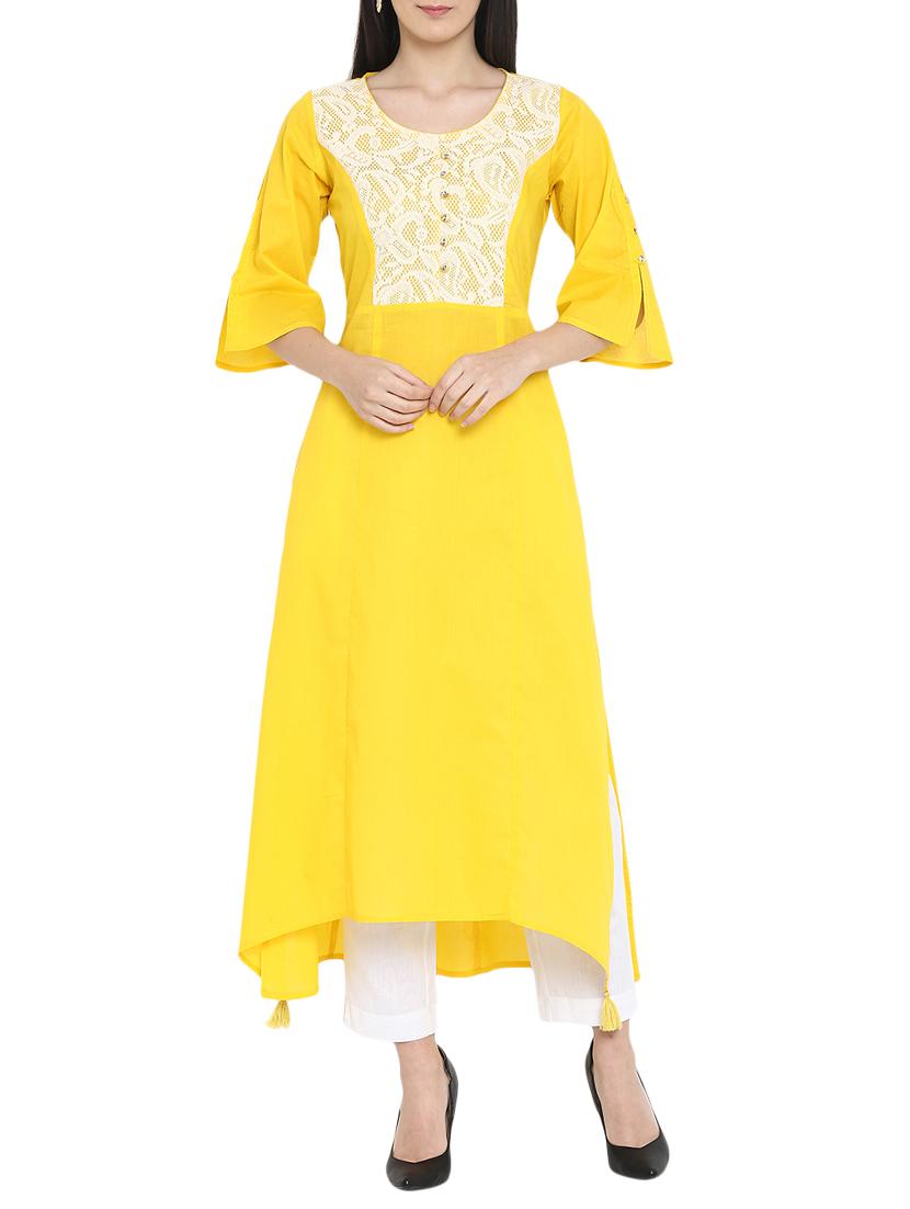 High low net yoke kurta - 15727469 - Zoom Image - 1