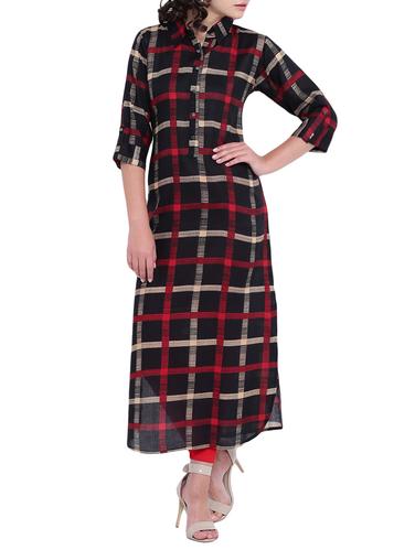 Checkered straight kurta - 15727475 - Very Small Image - 1