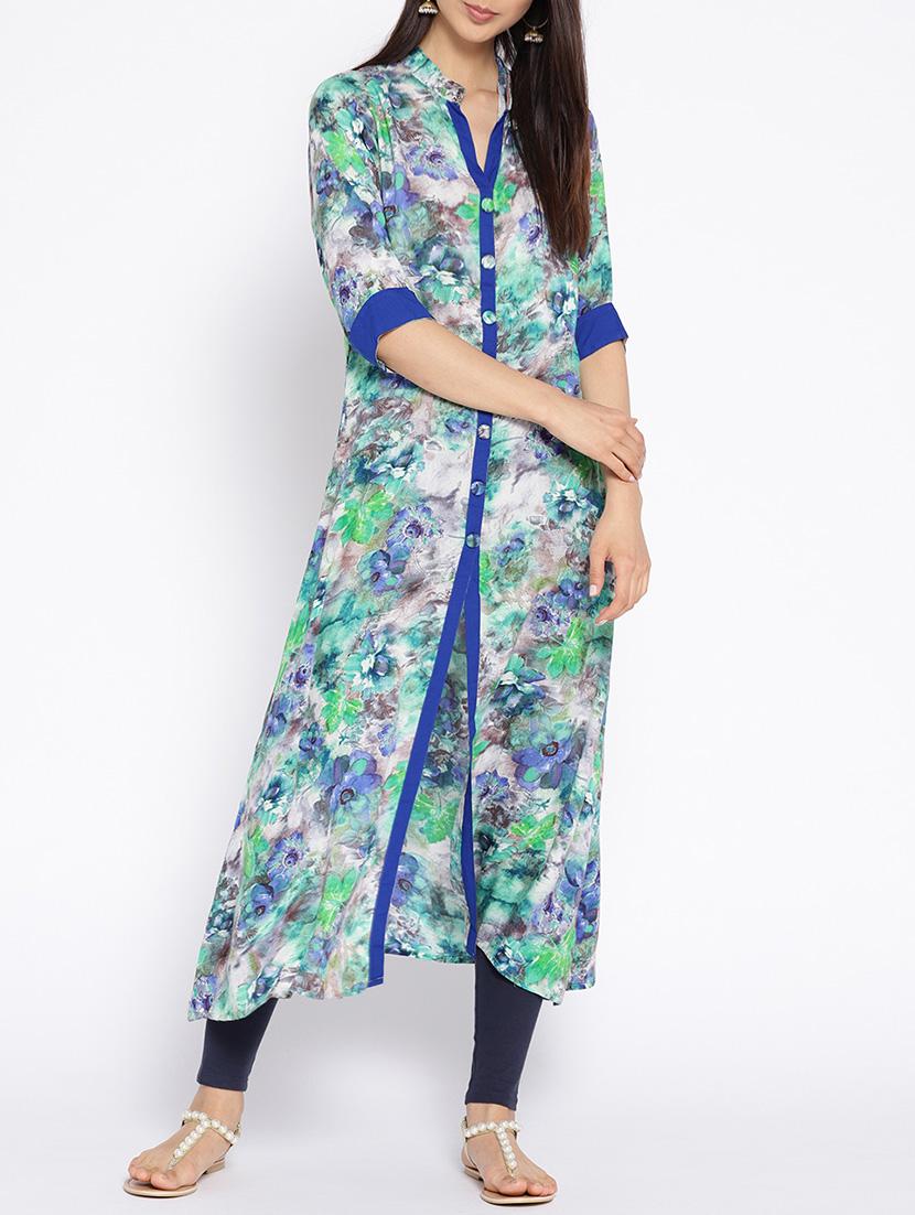 A-line floral printed kurta - 15727498 - Zoom Image - 1