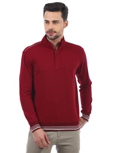 maroon cotton collared t-shirt - 15727505 - Very Small Image - 1