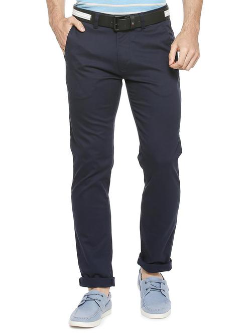 blue cotton blend chinos - 15727650 - Standard Image - 1