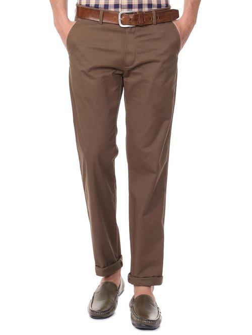 brown cotton blend chinos - 15727658 - Standard Image - 1